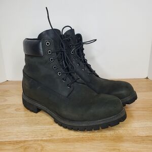 Timberland Classic 6 Inch Premium Boots Mens 11 M Black Nubuck Leather 10073